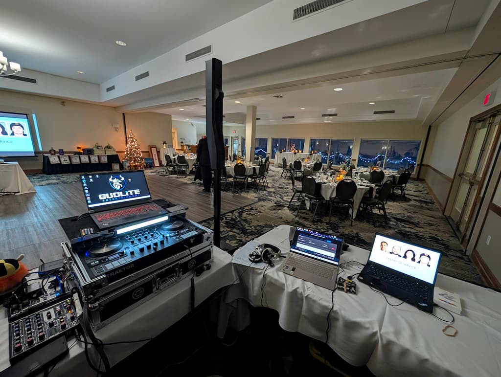 Set up for a holiday party at Lakeview